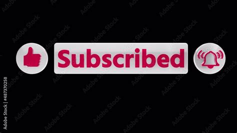 3d Buttons Like Subscribe Bell Notify 4k Transparent Background Stock