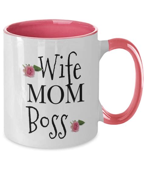 Wife Mom Boss Mug Stylish Coffee Mug Large Ceramic Flowers Etsy