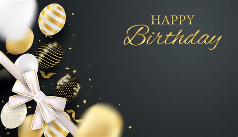 Happy Birthday Celebration Card Design With Black White Gold