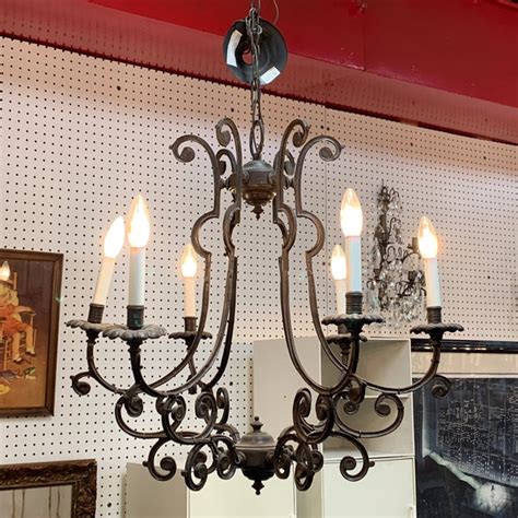 Vintage Antique Style Wrought Iron 6 Arm Chandelier Chairish