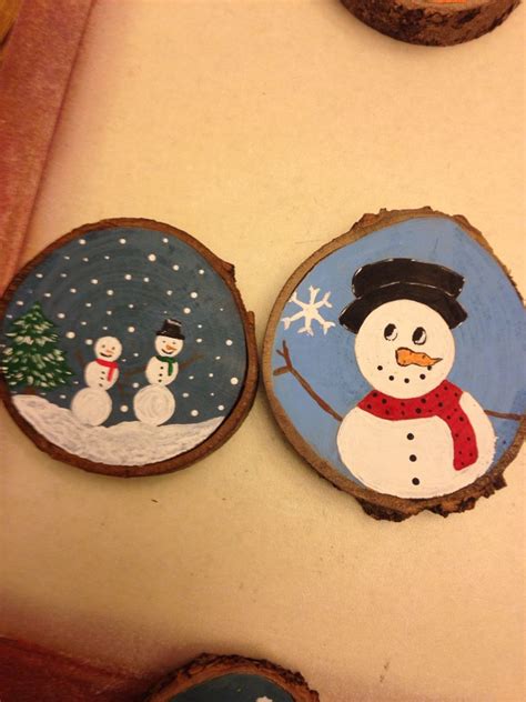 Snowman Wood Slice Christmas Crafts Diy Wood Christmas Ornaments