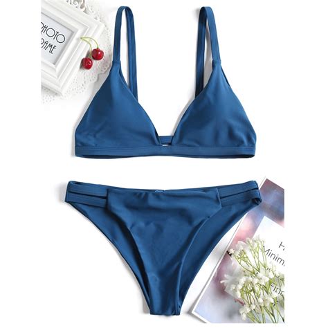 Zaful 2019 Cami Ladder Cut Ruched Bikini Set Swimwear Women Swimsuit