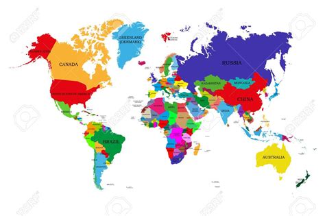 De Color Mapa Del Mundo Político Con Los Nombres De Los Países Y