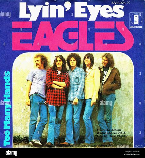 Vintage Single Record Cover Eagles Lyin Eyes D 1975 Stock