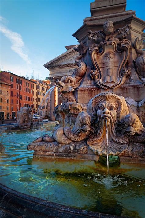 Pantheon Fountain In Front Of The Pantheon In Rome Italy Italy