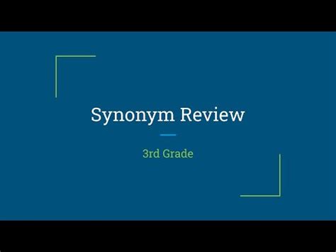 Synonym Review - 2nd Grade - YouTube