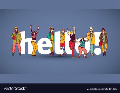 Hello Team Group People Sign Royalty Free Vector Image