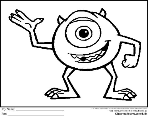 Sulley sullivan, mike wazowski, celia mae, boo, roz, henry and waternooze. Monsters Inc Coloring Pages Mike | party ideas.... | Pinterest