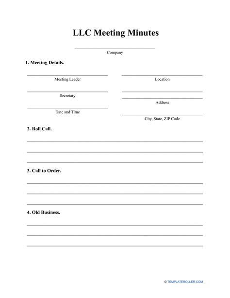 Llc Meeting Minutes Template Fill Out Sign Online And Download Pdf Templateroller
