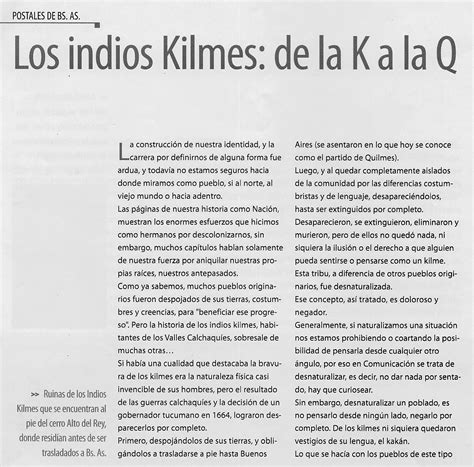 Apuntes De Historia Y Geografía 458 Los Indios Kilmes