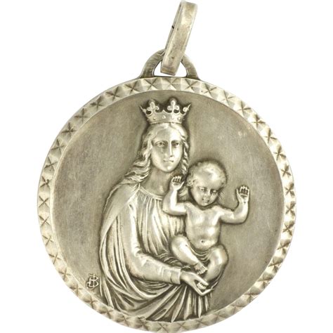 French Crowned Virgin & Christ Child Silver Medal Pendant | Christ child, Silver, Pendants