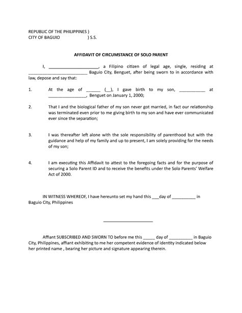 Printable Affidavit Sample Philippines Forms And Templates Images