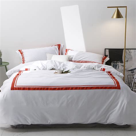 Enjoy free shipping on most stuff, even big stuff. 350T Satin Stitch Bedding Set | Red Border Solid-color ...