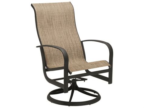 Woodard Fremont Sling Aluminum High Back Swivel Rocker Dining Arm Chair