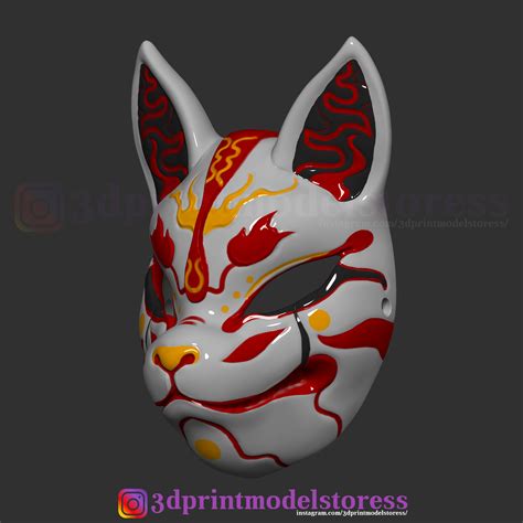3d File Japanese Fox Mask Demon Kitsune Costume Cosplay Helmet Stl File
