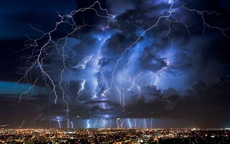 Lightning Nature Electricity Clouds City Photography