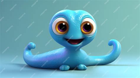 Premium Ai Image Super Cute Little Eel Breed Rendered In The Style Of Pixar Cartoon Full Body