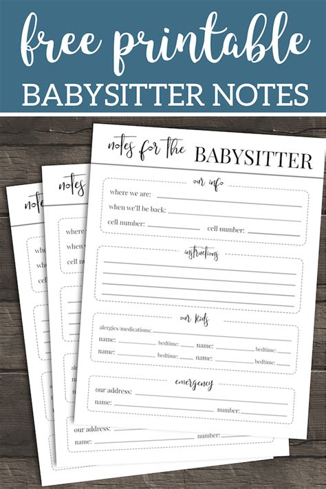 Free Printable Babysitter Notes Template Paper Trail Design
