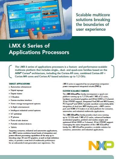 Imx 6 Series Applications Processors Multicore Arm Cortex A7a9m4