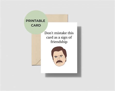 Ron Swanson Birthday Card Funny Get Well Card Parks And Rec Etsy