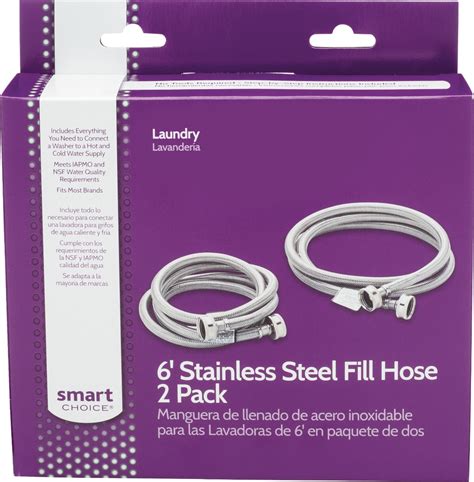 Smart Choice 6' Stainless-Steel Washing Machine Fill Hose (2-Pack