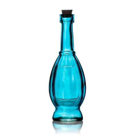 shabby chic turquoise blue vintage glass bottles set 5 pack assort