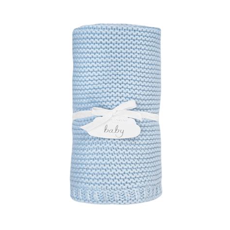Cotton Knitted Baby Blanket Blue The Garden Society