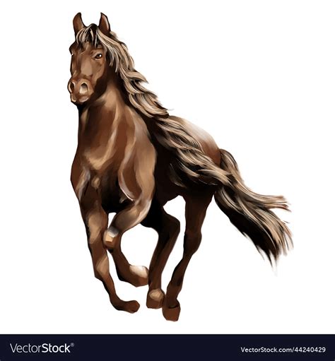 Brown Horse Running Watercolor Eps File On White Vector Image