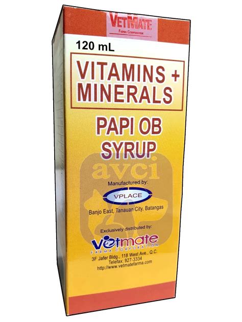 Papi Ob Syrup Vitamins Minerals 120ml Aycardo Veterinary Center Inc
