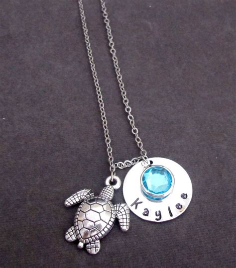 Turtle Necklace Personalized Turtle Necklaceturtle Silver Etsy