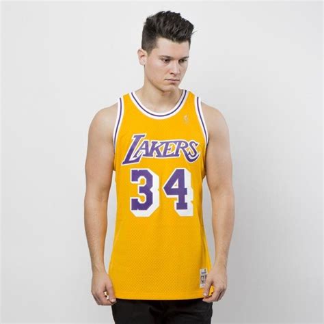 Mitchell And Ness Los Angeles Lakers 34 Shaquille Oneal Yellow Swingman