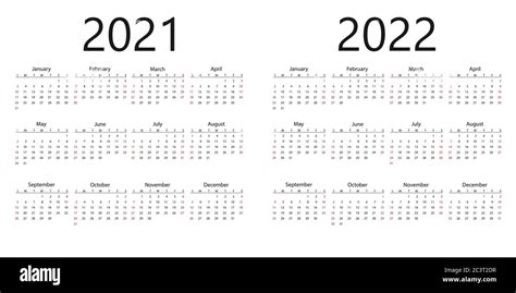 2022 2021 Calendario La Semana Comienza El Domingo Ilustración