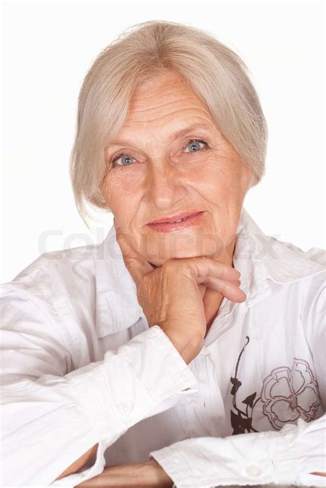 Beautiful Older Woman On A White Stock Image Colourbox