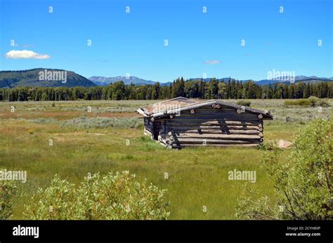 Wyoming Grand Tetons Cunningham Cabin Stock Photo Alamy
