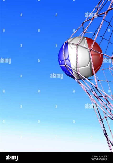 French Flag Soccer Ball In Net Stock Photo Alamy