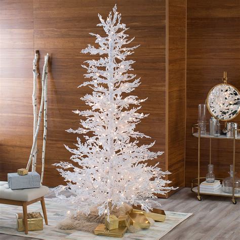 20 White Flocked Pre Lit Christmas Tree