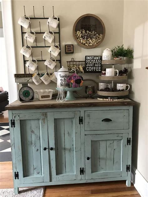 • diy dollar tree farmhouse coffee bar decor. Amazing vintage coffee bar ideas for the home #coffeebar # ...