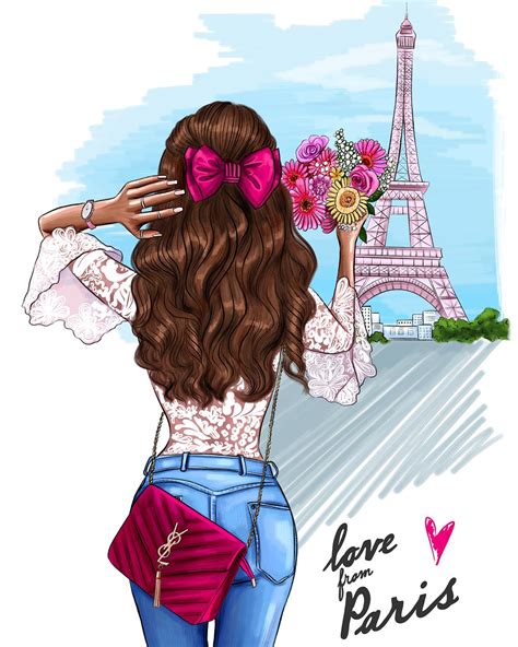 Love From Paris Модные рисунки Иллюстрации принцессы и Рисование девушек