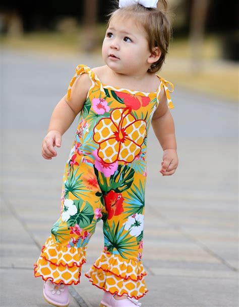 Annloren Hawaiian Hibiscus Floral Baby Girls Romper Toddler Tropical