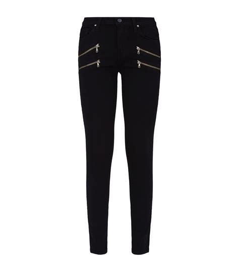 paige black edgemont ultra skinny zip embellished jeans harrods uk