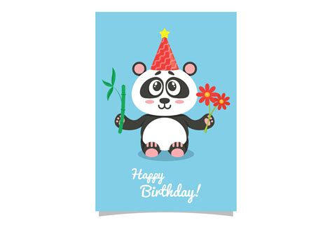 Cute Panda Birthday Card 551581 Vector Art At Vecteezy
