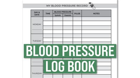 Blood Pressure Log Book Interior 110 Pages