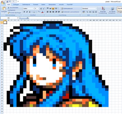 Fe8 Eirika Pixel Art In Excel Fireemblem