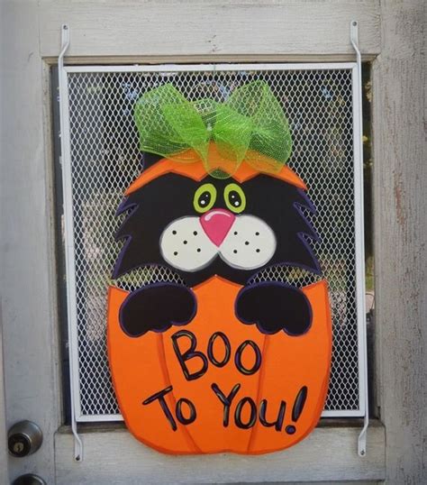 Items Similar To Black Cat Door Hanger Halloween Door Hanger Fall