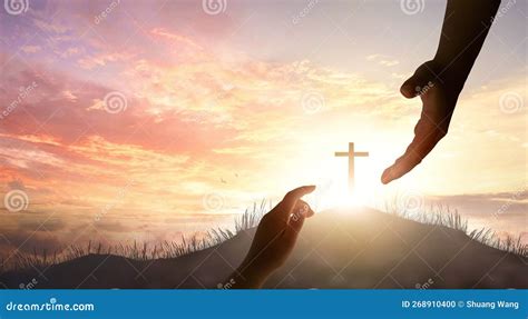 Silhouette of God S Giving a Helping Hand, Hope and Support Each Other