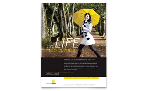 Make a great looking life insurance company flyer ad with easy to customize layouts. Insurance Agent Flyer Template Design
