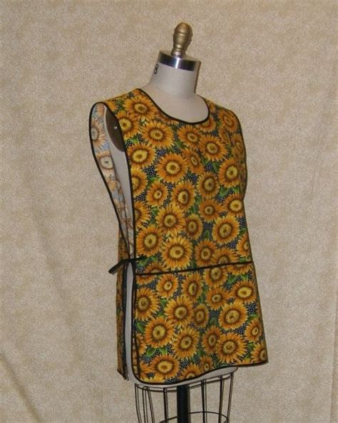 Apron Sunflower Tunic Apron Smock Cobbler Frock Cover Up Side Etsy