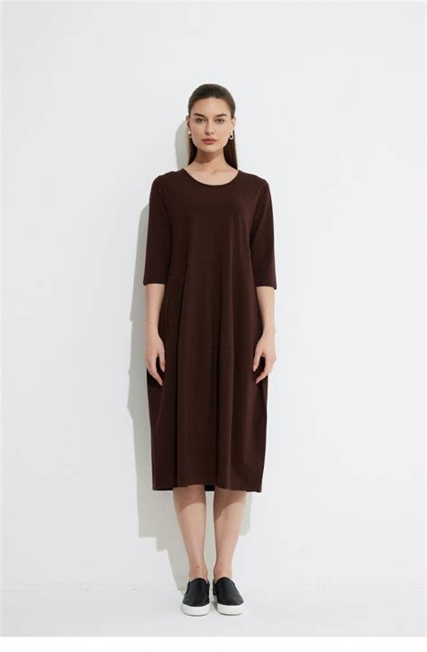 Tirelli Chocolate Mid Length Pocket Dress Dresses From Shirt Sleeves Uk