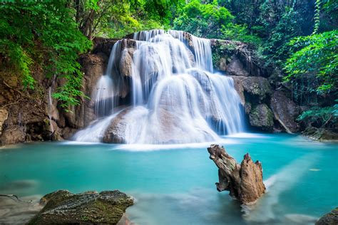 Waterfall Forest Landscape River Emerald Waterfall Forest