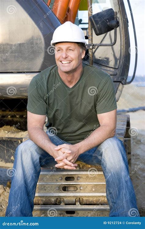 Happy Smiling Construction Worker Stock Photo Image Of Manual